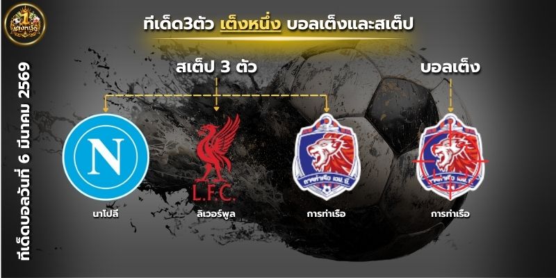 ทีเด็ดบอลวันนี้ By.เต็งหนึ่ง วิเคราะห์บอลวันนี้ 3 คู่เด็ด สเต็ป3 เน้นกำไร บอลเต็งวันนี้ การท่าเรือ เอฟซี