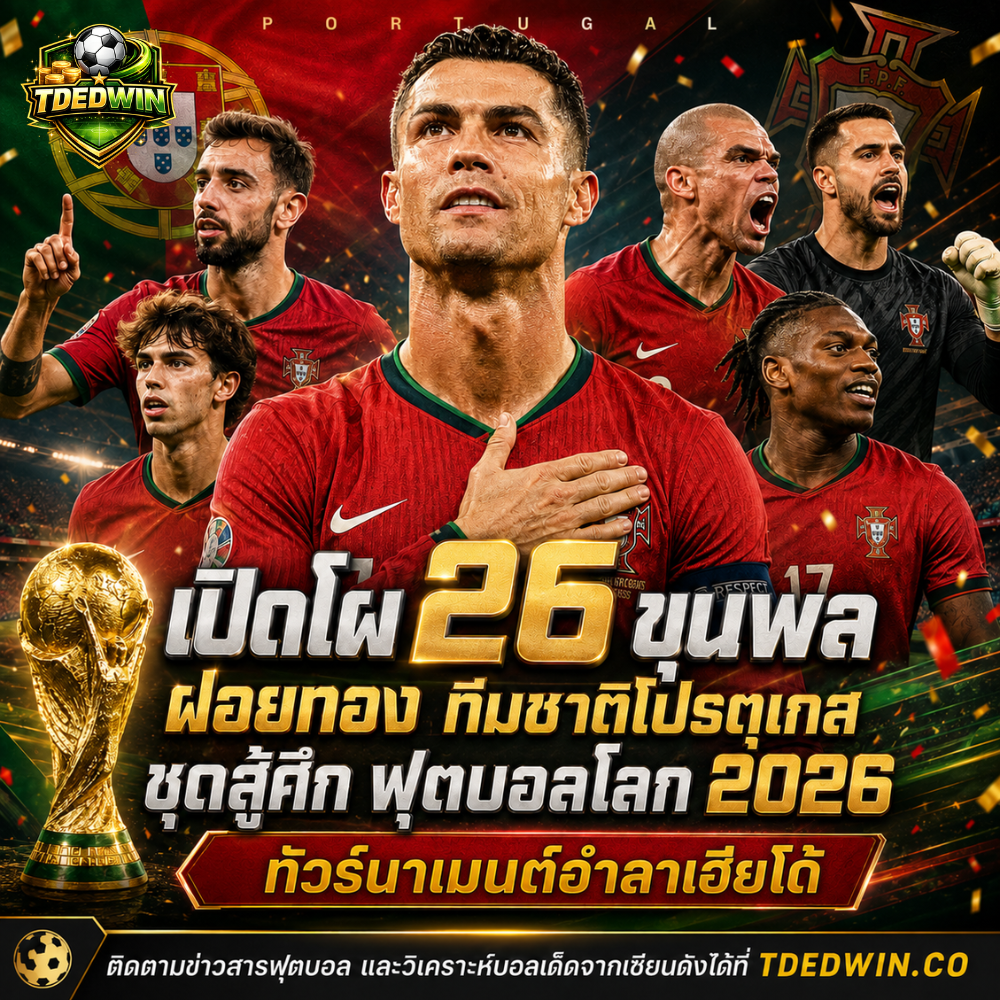 เปิดโผ 26 ขุนพล ฝอยทอง ทีมชาติโปรตุเกส ชุดสู้ศึก ฟุตบอลโลก 2026 ทิ้งทวนเฮียโด้